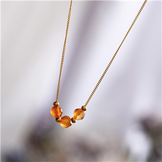 EG2259 Ocelový náhrdelník s oranžovým achátem
