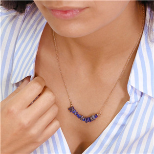 EG2264 Ocelový náhrdelník s kamenem lapis lazuli