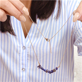 EG2264 Ocelový náhrdelník s kamenem lapis lazuli