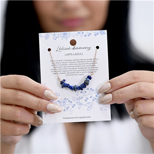 EG2264 Ocelový náhrdelník s kamenem lapis lazuli