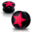 Akrylátový plug - rudá hvězda, průměr 8 mm
