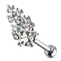 Cartilage piercing do ucha s hvězdičkou, čiré zirkony