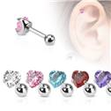 Cartilage piercing do ucha srdíčko, zirkon 4 mm