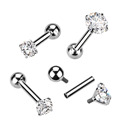 Cartilage piercing se zirkonem, TITAN, 1,2 x 6 mm