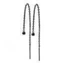 Černé ocelové náušnice řetízkové s kuličkou