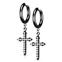 Černé ocelové náušnice s křížky se zirkony