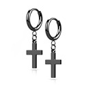 Černé visací ocelové náušnice s křížky