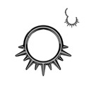 Černý ocelový kruh s hrotíky - helix / cartilage / septum piercing