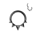 Černý ocelový kruh s hroty - helix / cartilage / septum piercing