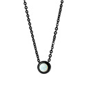 Černý ocelový náhrdelník s opálem bílé barvy