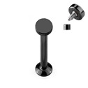 Černý piercing do brady - labreta 1,2 x 6 mm, kolečko 4 mm