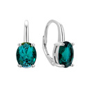 Dámské stříbrné náušnice s oválnými zelenými zirkony