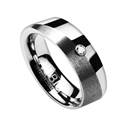 Dámský snubní prsten wolfram - zirkon, šíře 6 mm, vel. 50