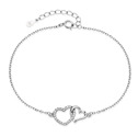 Dámský stříbrný náramek propojená srdce
