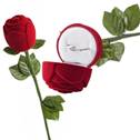 Dárková krabička na prsten - růže na stonku, barva červená