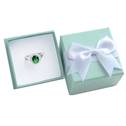 Dárková krabička na prsten/náušnice, zelená s bílou mašlí