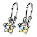 Dětské náušnice stříbrné - kytičky, Crystals from SWAROVSKI®, barva: AB