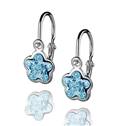 Dětské stříbrné náušnice - kytička, Crystals from SWAROVSKI® Aquamarine
