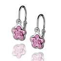 Dětské stříbrné náušnice - kytička, Crystals from SWAROVSKI® Light Rose