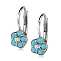 Dívčí stříbrné náušnice - kytičky tyrkysové