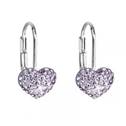 Dívčí stříbrné náušnice srdíčka s krystaly Crystals from Swarovski® Violet