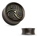 Dřevěný plug do ucha Ebony Wood s ornamenty