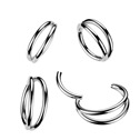 Dvojitý ocelový segment kruh - helix / cartilage / tragus piercing