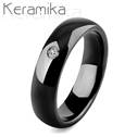KM1010-6 Dámský keramický prsten černý, šíře 6 mm