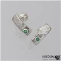 Kované nerezové naušnice Moon Draill Smaragd