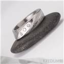 Kovaný Damasteel prsten Lusk s diamanty