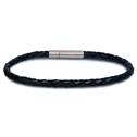 Kožený splétaný náramek černý 0376-0119