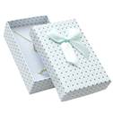 Krabička na soupravu šperků bílá, šedé a modré puntíky