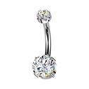 Luxusní piercing do pupíku s Moissanity 1.05ct, TITAN