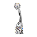 Luxusní piercing do pupíku s Moissanity 1.25ct, TITAN