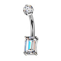 Luxusní piercing do pupíku s Moissanity 1.25ct, TITAN