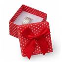 Malá dárková krabička na prsten červená - bílé puntíky