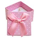 Malá dárková krabička na prsten růžová - bílé puntíky
