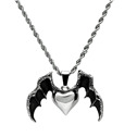 Ocelový náhrdelník srdce s křídly