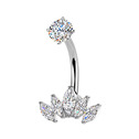 Ocelový piercing do pupíku se zirkony