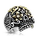 Ocelový prsten lebka s ornamenty