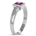 Ocelový prsten s fialovým zirkonem, vel. 52