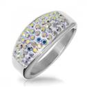 Ocelový prsten s krystaly Crystals from Swarovski® AB