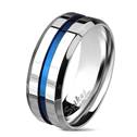 Ocelový prsten s modrým pruhem