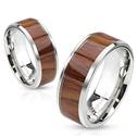 OPR1498 Snubní prsteny ocel dekor dřeva - pár