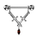 Ozdobný piercing do bradavky s dýkami