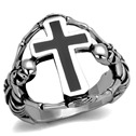 Pánský ocelový prsten kříž