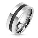 Pánský ocelový prsten s černým pruhem