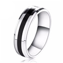 Pánský ocelový prsten s černým pruhem