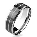 Pánský ocelový prsten s pruhy