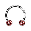 Piercing - podkova - červené proužky